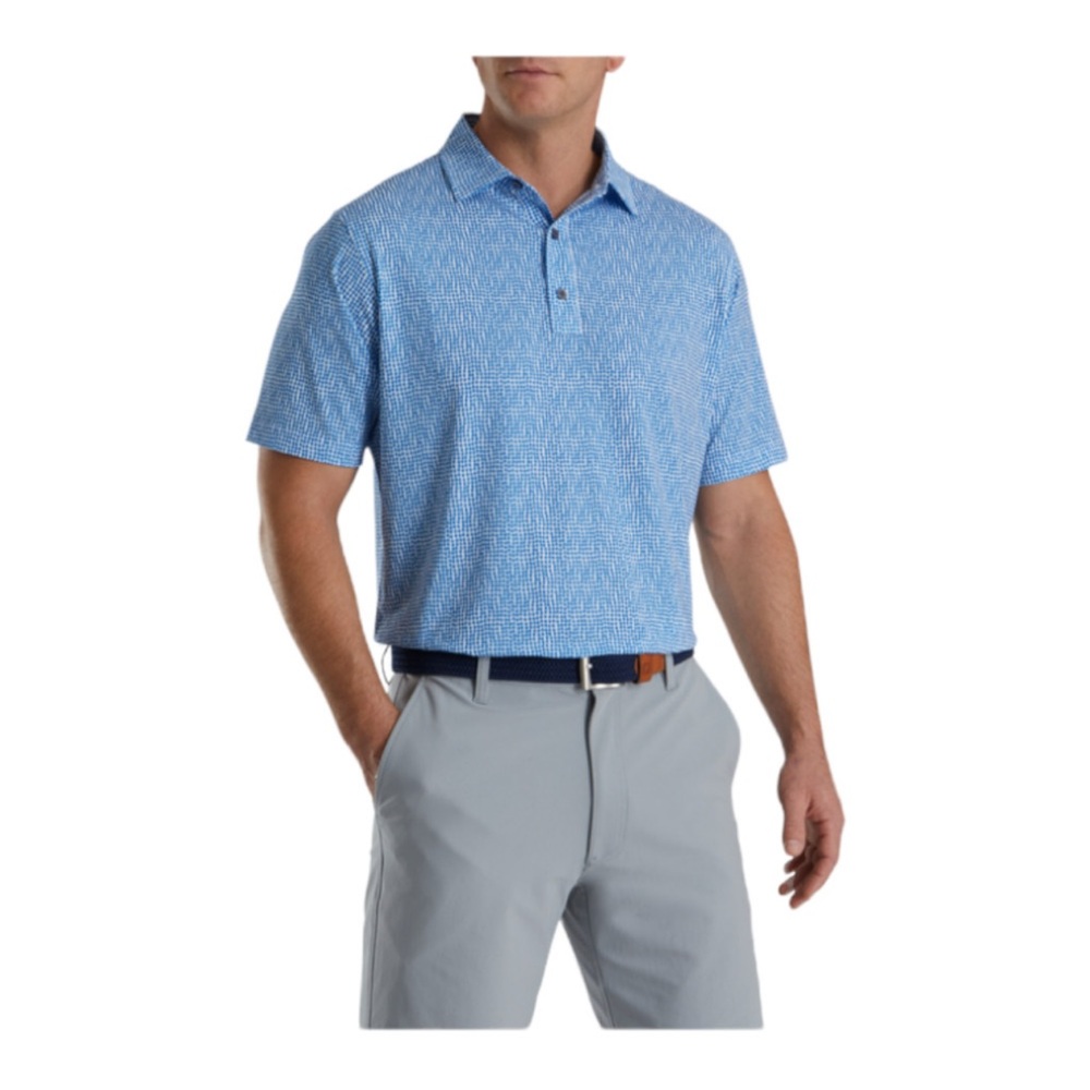 FootJoy Bead Chain Print Lisle Self Collar Polo Men Large NWT Golf Performance - Picture 12 of 12